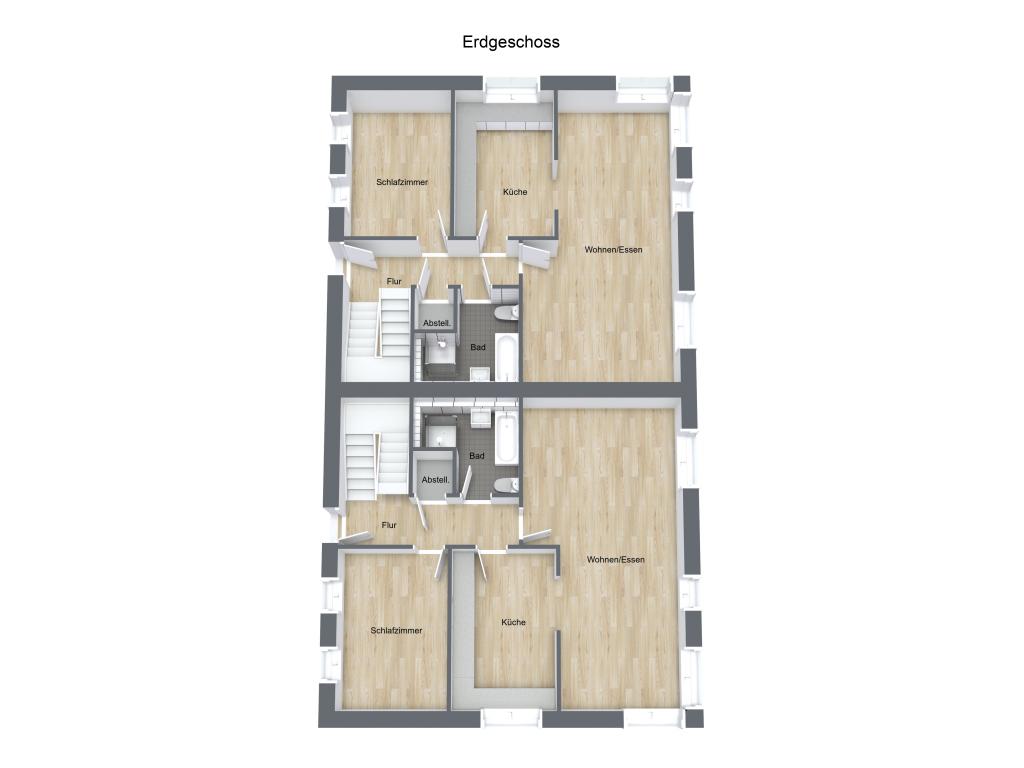 Doppelhaush&auml;lfte: Erdgeschoss_3D